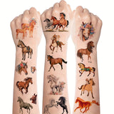 8 Sheets Temporary Horse Tattoos Stickers Birthday Themed Party Supplies Decorated with Tattoo Gifts Fake Tattoos