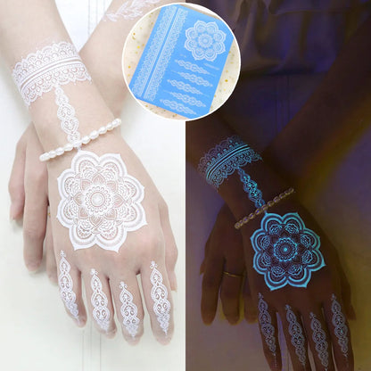 Blue Luminous Arm Tattoo | 6 Sheets Fake Tattoos