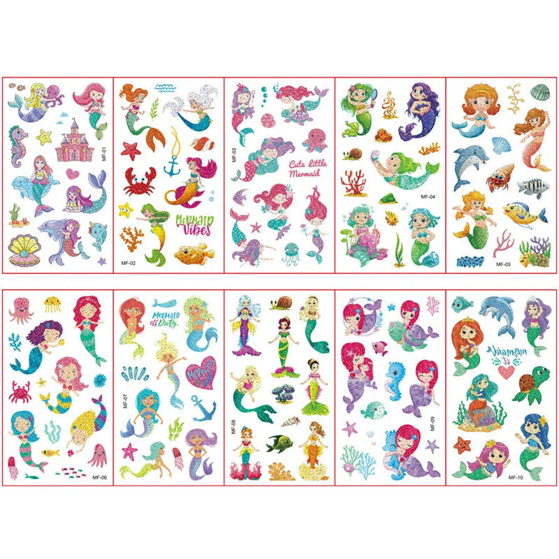 Colorful Tattoo Stickers for Kids | 10 Sets Fake Tattoos