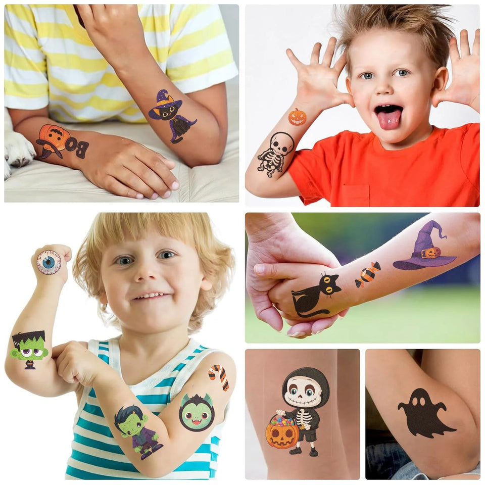 Halloween Pumpkins Tattoo Sticker - 10 Sheets Fake Tattoos