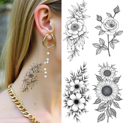 Tulips Butterfly Temporary Tattoo | 9 Tattoos Fake Tattoos