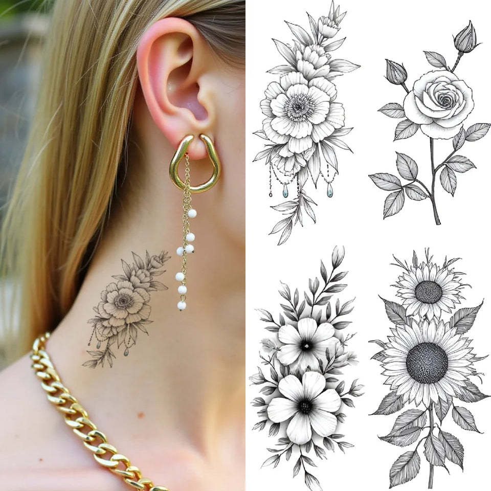 Tulips Butterfly Temporary Tattoo | 9 Tattoos Fake Tattoos