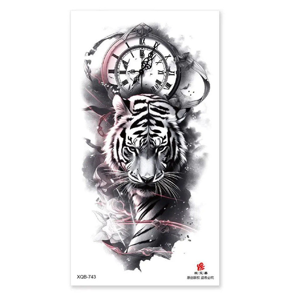 Waterproof Temporary Tattoos for Men Women Animal Pattern Fake Tattoo for Hand Arm Body Tiger Lion Wolf Tattoo Sticker Fake Tattoos