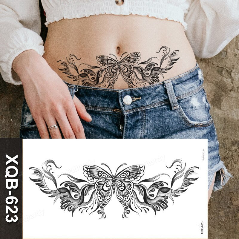 Waterproof Temporary Tattoo Sticker Phoenix Bird Whale Eagle Moon Flower  Arm Hand Back Flash Tatoo Fake Tatto for Woman Men