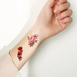 10Pcs/set Colorful Flowers Temporary Tattoo Sticker Waterproof Rose Maple Leaf Art Tattoo Sticker Decoration Party Gift Fake Tattoos