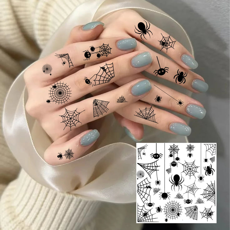 Halloween Spider & Spider Web Tattoo Sheet