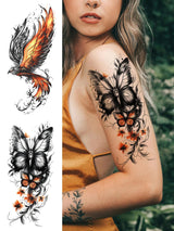 Waterproof Temporary Tattoo Sticker Plum Blossom Dragon Flower Arm Back Thighs Fake Tatto Flash Tatoo Tato for Girl Women Men Fake Tattoos