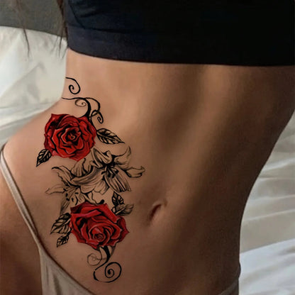 Dual Rose Temporary Tattoo Fake Tattoos