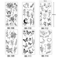 Flower & Rose Temporary Tattoo | 6 Sheets Fake Tattoos