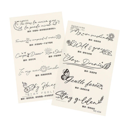 Tiny Inspirational Quotes Temporary Tattoo Fake Tattoos