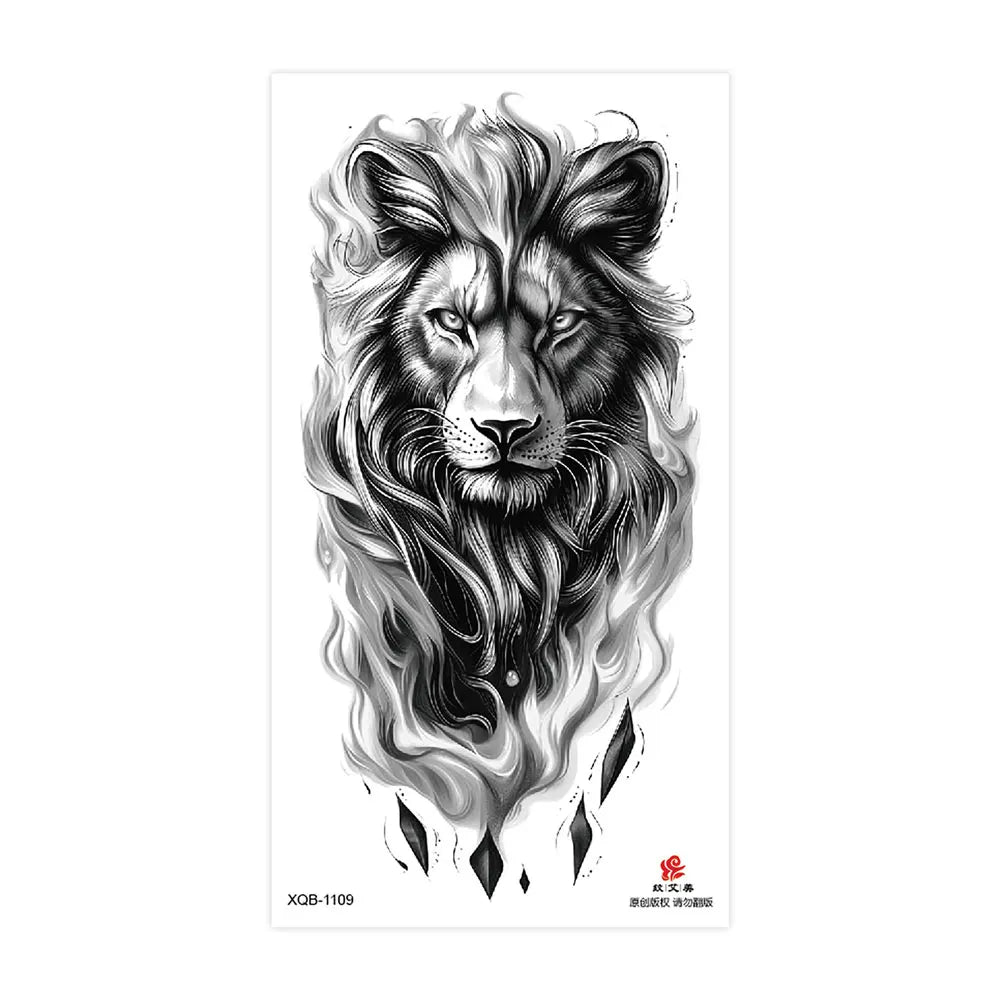 Waterproof Temporary Tattoos for Men Women Animal Pattern Fake Tattoo for Hand Arm Body Tiger Lion Wolf Tattoo Sticker Fake Tattoos