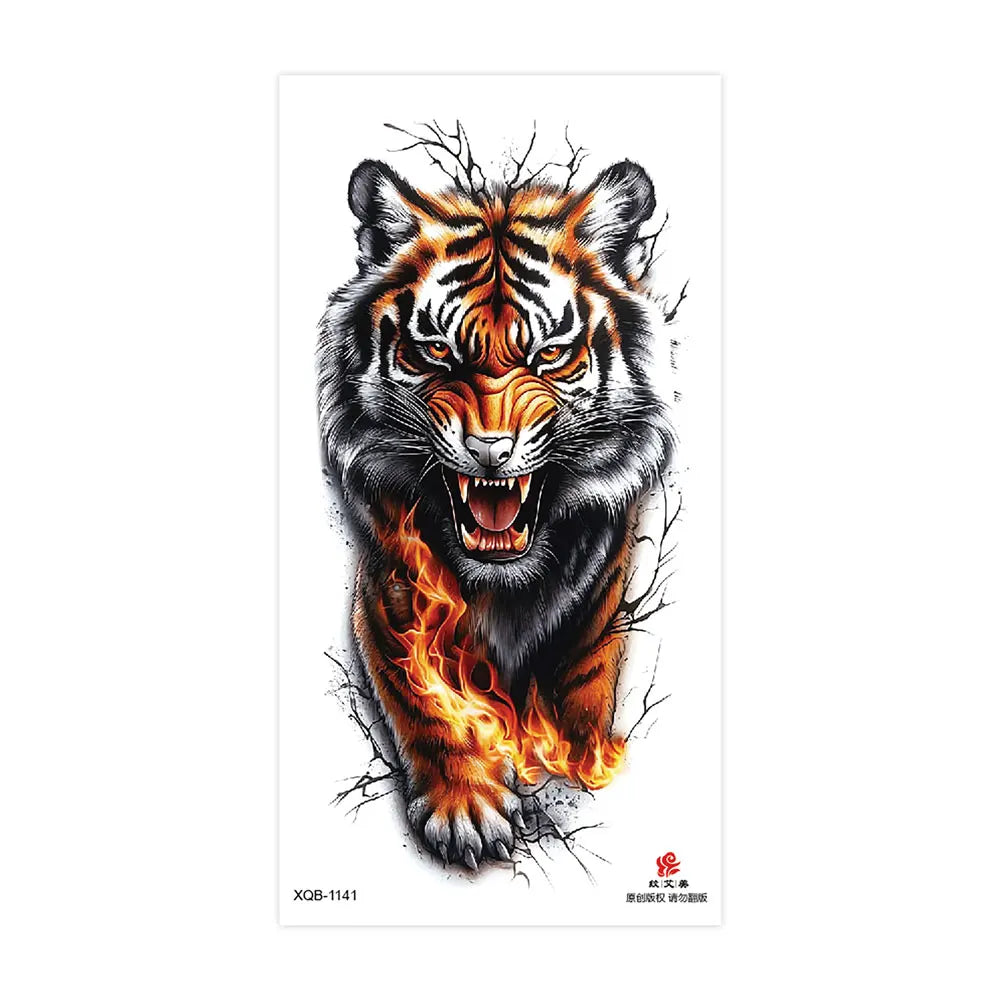 Waterproof Temporary Tattoos for Men Women Animal Pattern Fake Tattoo for Hand Arm Body Tiger Lion Wolf Tattoo Sticker Fake Tattoos