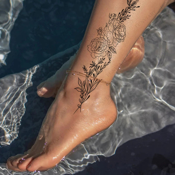 Floral Lotus & Mystical Temporary Tattoo | 8 Sheets Fake Tattoos