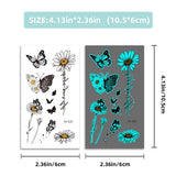 12 Blue Glow-In-The-Dark Butterfly Tattoo Stickers Fake Tattoos