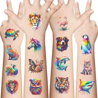 10Pcs/set Colorful Animal Temporary Tattoo Stickers Tiger Dog Tattoo For Kids Birthday Body Art Tattoos Toys Fake Tattoos