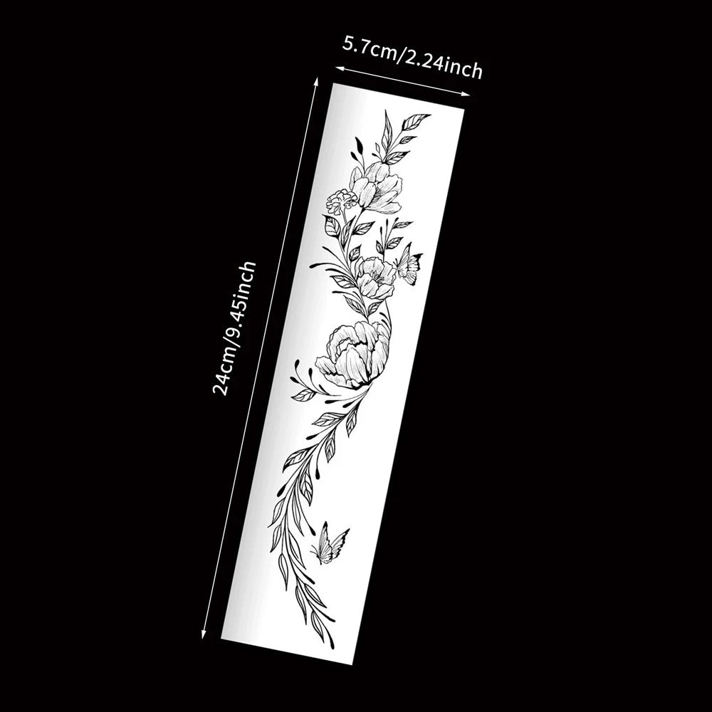Floral Lotus & Mystical Temporary Tattoo | 8 Sheets Fake Tattoos