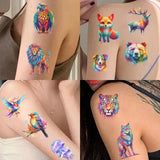 10Pcs/set Colorful Animal Temporary Tattoo Stickers Tiger Dog Tattoo For Kids Birthday Body Art Tattoos Toys Fake Tattoos