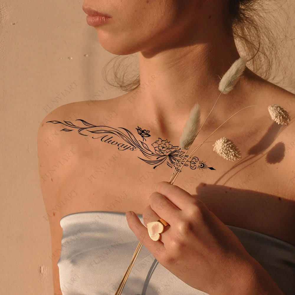 Floral Lotus & Mystical Temporary Tattoo | 8 Sheets Fake Tattoos
