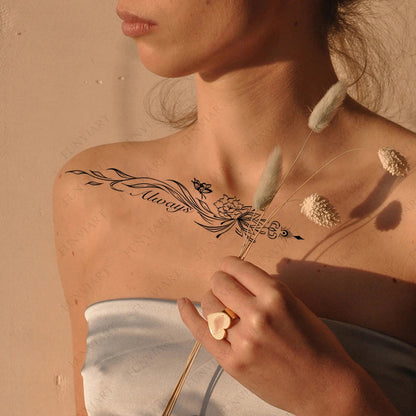 Floral Lotus & Mystical Temporary Tattoo | 8 Sheets Fake Tattoos