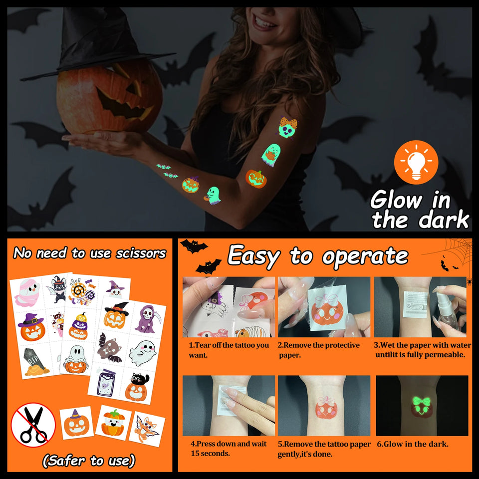 Moonlit Mischief glow-in-the-dark temporary tattoo effect after light exposure