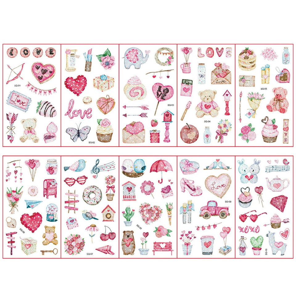 Colorful Tattoo Stickers for Kids | 10 Sets Fake Tattoos