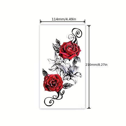 Dual Rose Temporary Tattoo Fake Tattoos