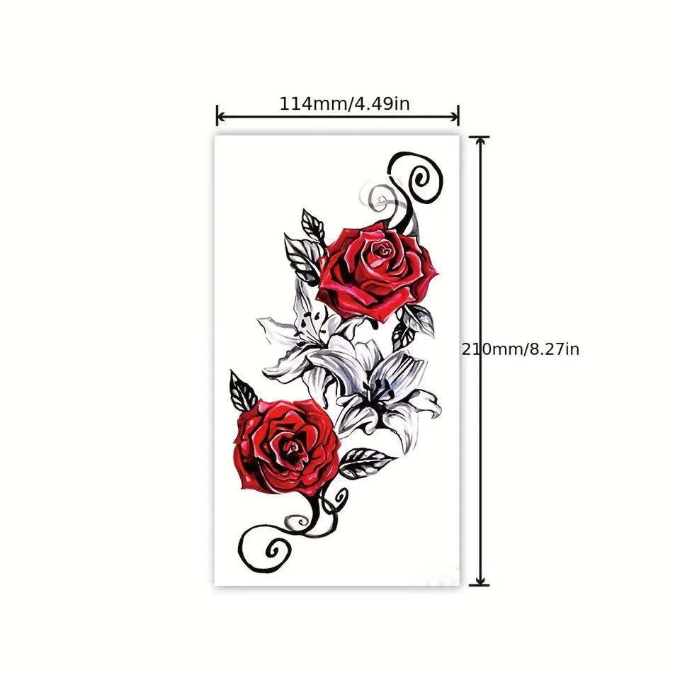 Dual Rose Temporary Tattoo Fake Tattoos