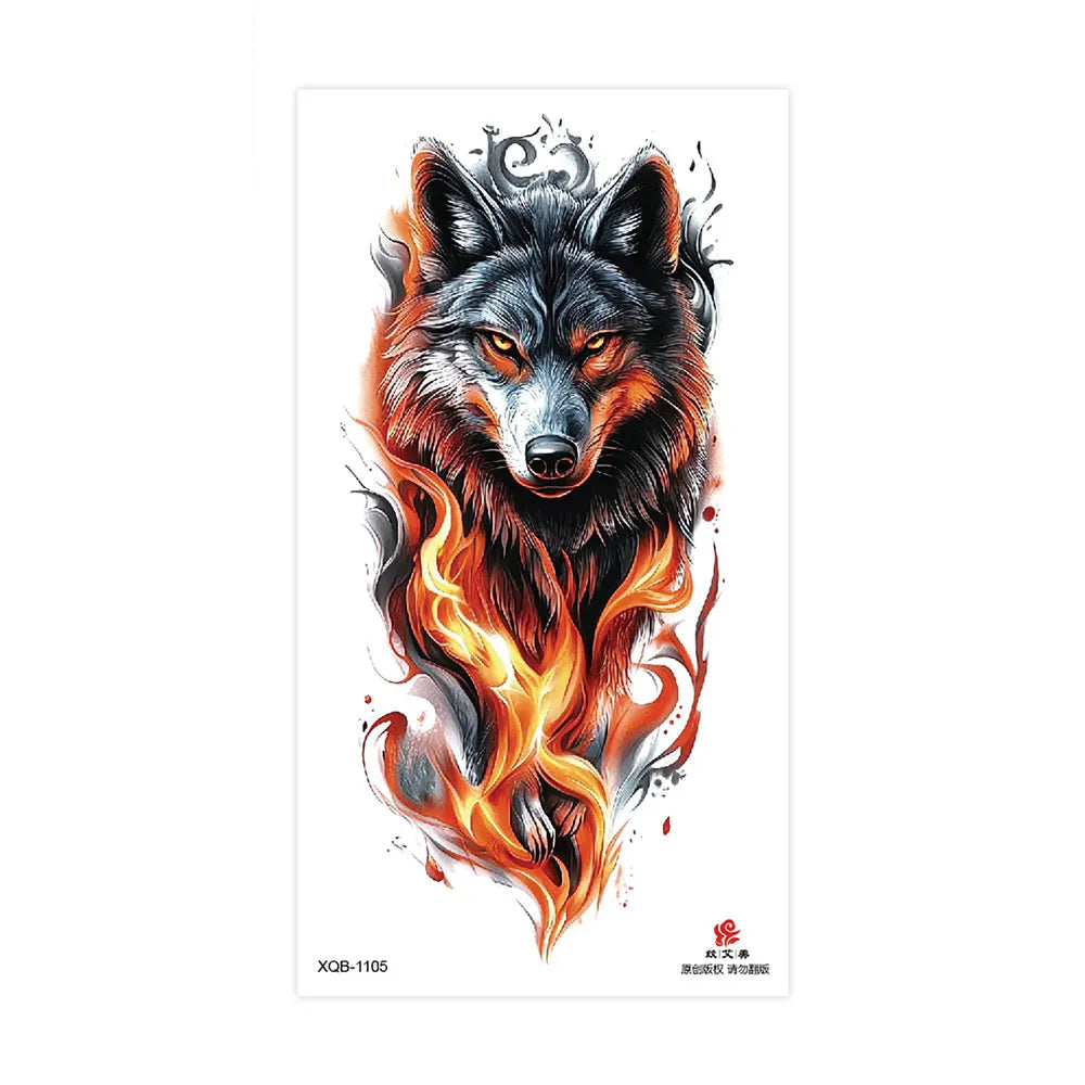 Waterproof Temporary Tattoos for Men Women Animal Pattern Fake Tattoo for Hand Arm Body Tiger Lion Wolf Tattoo Sticker Fake Tattoos