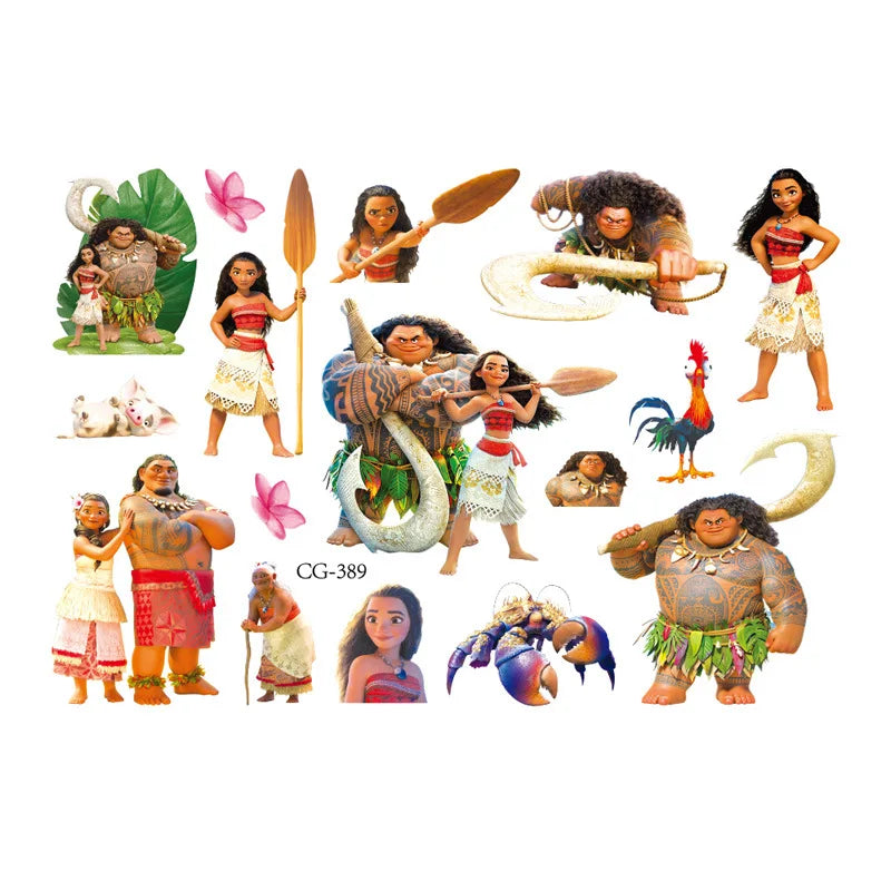 New Disney Cartoon Anime Moana Tattoo Stickers Children's Temporary Tattoos Body Art Cosplay Party Toys for Kids Gifts Fake Tattoos