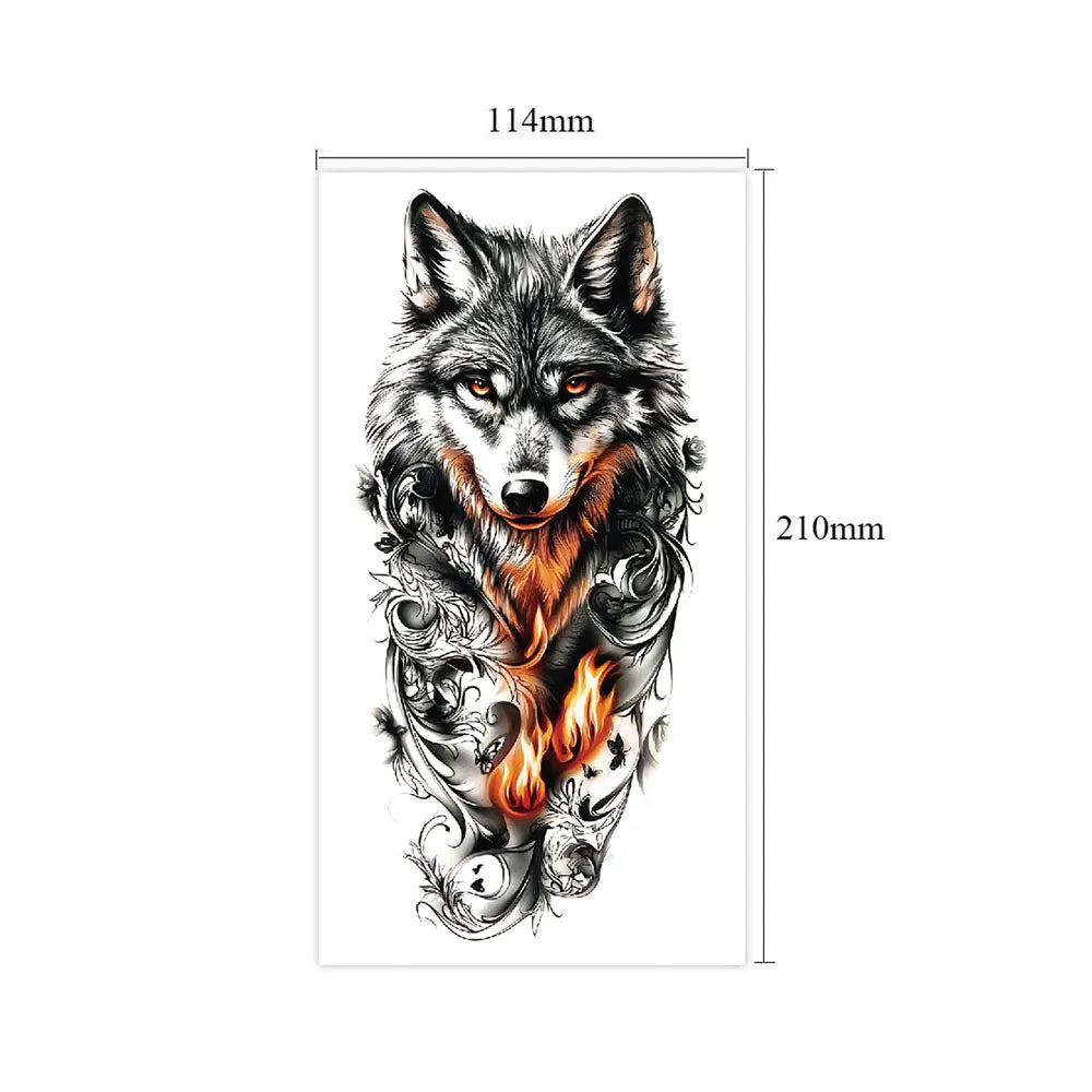 Waterproof Temporary Tattoos for Men Women Animal Pattern Fake Tattoo for Hand Arm Body Tiger Lion Wolf Tattoo Sticker Fake Tattoos