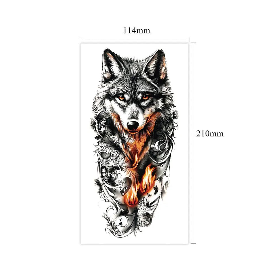 Waterproof Temporary Tattoos for Men Women Animal Pattern Fake Tattoo for Hand Arm Body Tiger Lion Wolf Tattoo Sticker Fake Tattoos