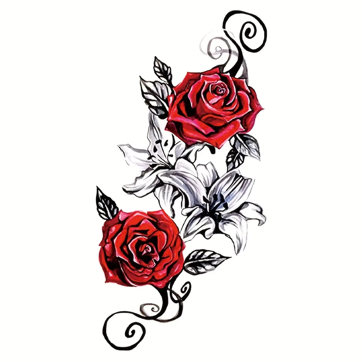 Dual Rose Temporary Tattoo Fake Tattoos