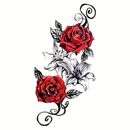 Dual Rose Temporary Tattoo Fake Tattoos