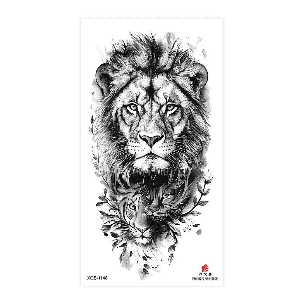 Waterproof Temporary Tattoos for Men Women Animal Pattern Fake Tattoo for Hand Arm Body Tiger Lion Wolf Tattoo Sticker Fake Tattoos