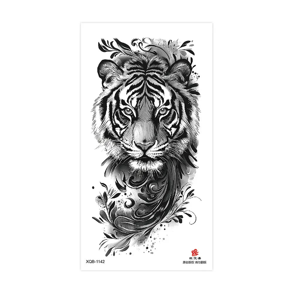 Waterproof Temporary Tattoos for Men Women Animal Pattern Fake Tattoo for Hand Arm Body Tiger Lion Wolf Tattoo Sticker Fake Tattoos