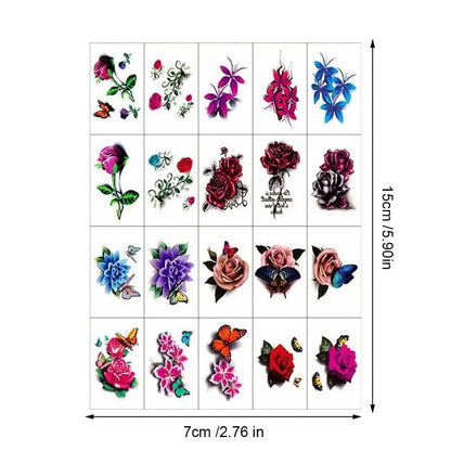 Roses Flowers Temporary Tattoos Fake Tattoos