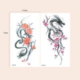 Waterproof Temporary Tattoo Sticker Plum Blossom Dragon Flower Arm Back Thighs Fake Tatto Flash Tatoo Tato for Girl Women Men Fake Tattoos