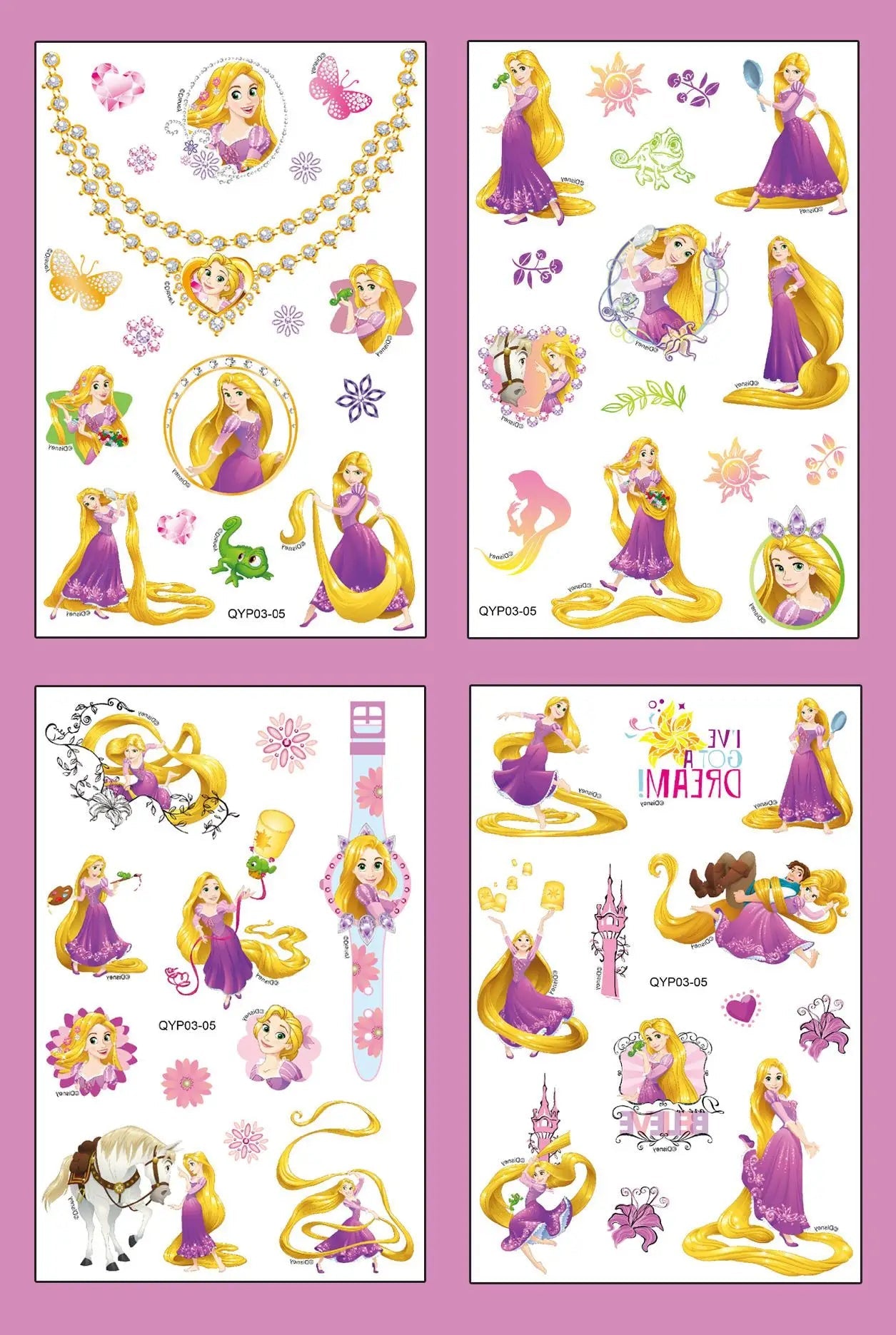 Comic hero and princess waterproof body sticker set for kids events