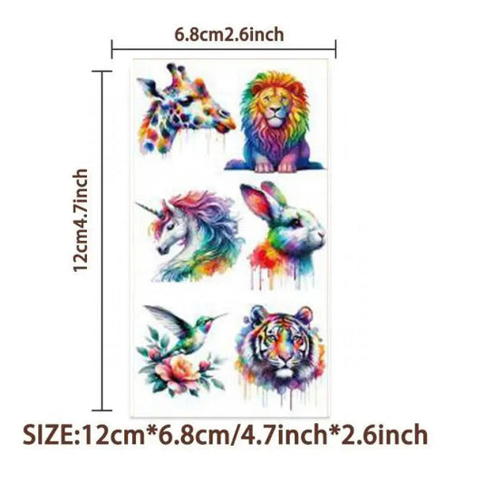 10Pcs/set Colorful Animal Temporary Tattoo Stickers Tiger Dog Tattoo For Kids Birthday Body Art Tattoos Toys Fake Tattoos