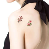 10Pcs/set Colorful Flowers Temporary Tattoo Sticker Waterproof Rose Maple Leaf Art Tattoo Sticker Decoration Party Gift Fake Tattoos