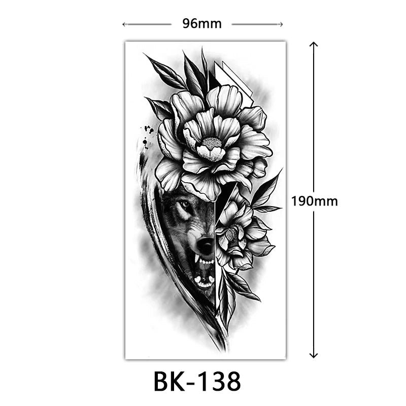 Waterproof Flower Temporary Tattoos for Women Black Floral Tattoo Stickers for Hand Arm Body Disposable Fake Tattoo Body Art Fake Tattoos