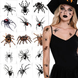Spider House spider temporary tattoo sheet with product dimensions