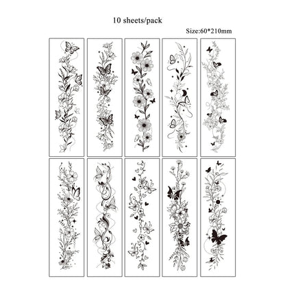 Realistic FlowerTemporary Tattoo | 10 Sets Fake Tattoos