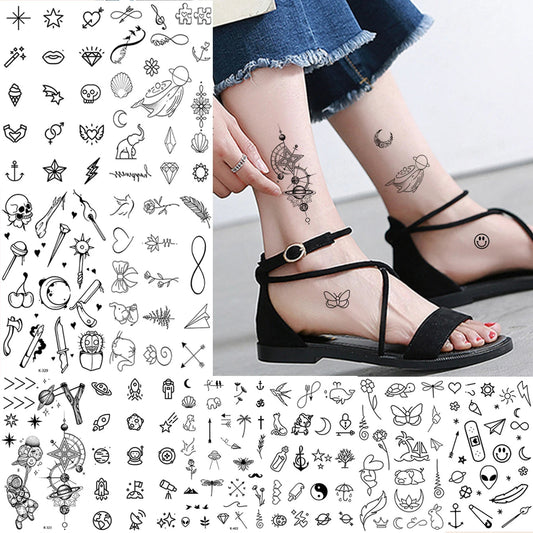 10pcs Waterproof Temporary Tattoo Sticker Fresh Animal Cartoon Lovely Small pattern Flowers Fake Tatto Flash Tatoo for Women Men Fake Tattoos