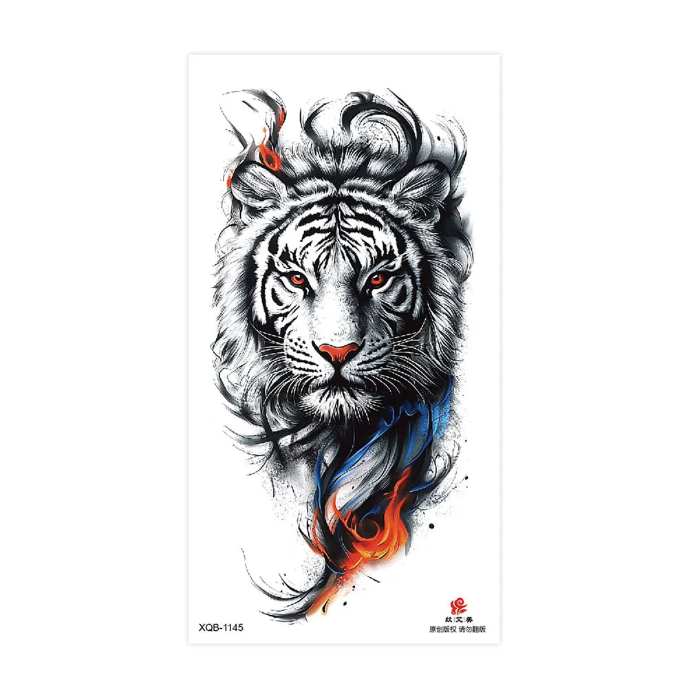 Waterproof Temporary Tattoos for Men Women Animal Pattern Fake Tattoo for Hand Arm Body Tiger Lion Wolf Tattoo Sticker Fake Tattoos