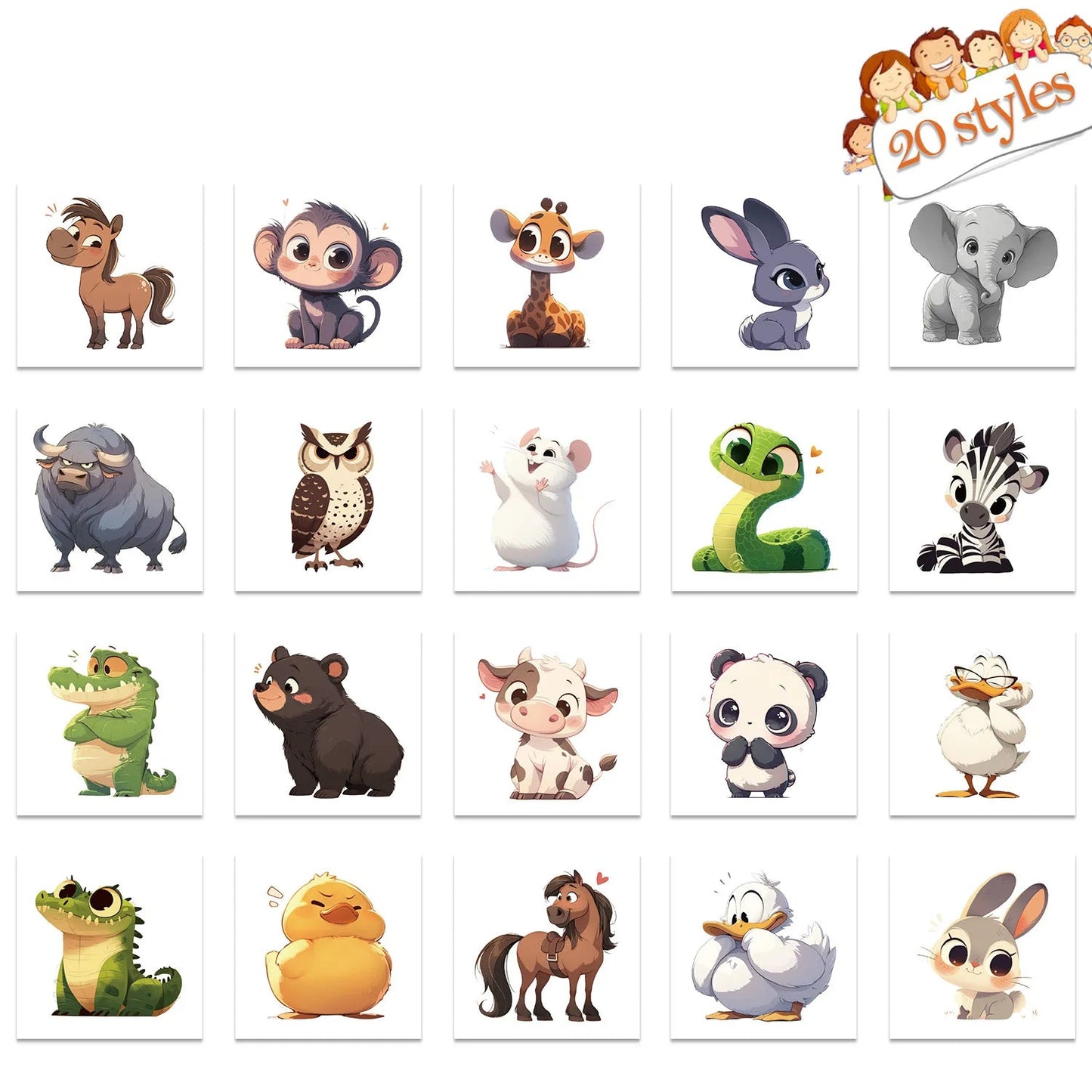 Ocean Animal Temporary Tattoos for Kids (20pcs) Fake Tattoos