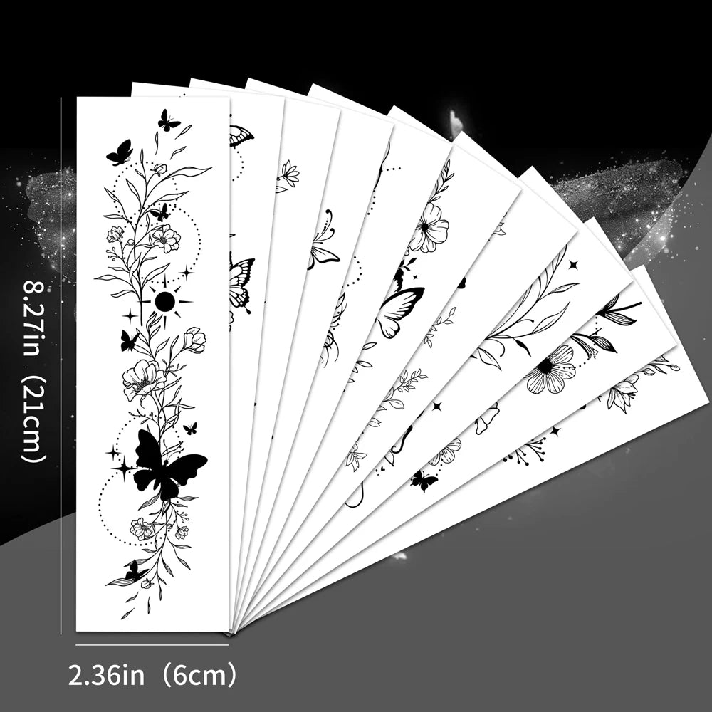 Realistic FlowerTemporary Tattoo | 10 Sets Fake Tattoos