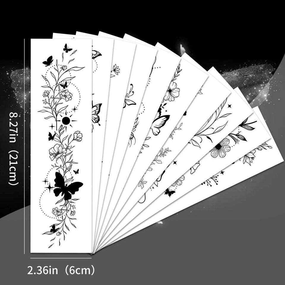 Realistic FlowerTemporary Tattoo | 10 Sets Fake Tattoos
