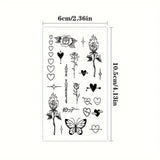 1/5/12PCS Waterproof Temporary Tattoo Sticker Rose Flame Thorns Love Butterfly fake tatto flash tatoo finger for girl women men Fake Tattoos