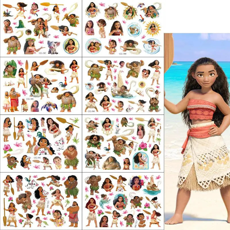 New Disney Cartoon Anime Moana Tattoo Stickers Children's Temporary Tattoos Body Art Cosplay Party Toys for Kids Gifts Fake Tattoos